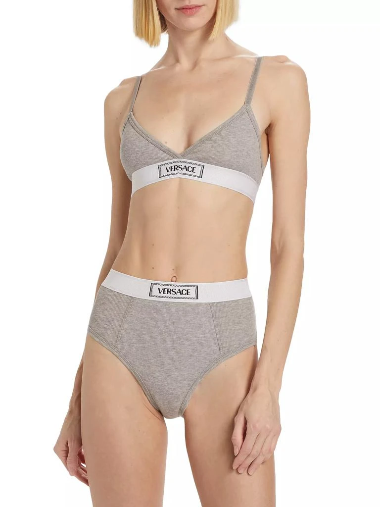 Versace Rib-Knit Logo Bralette 3