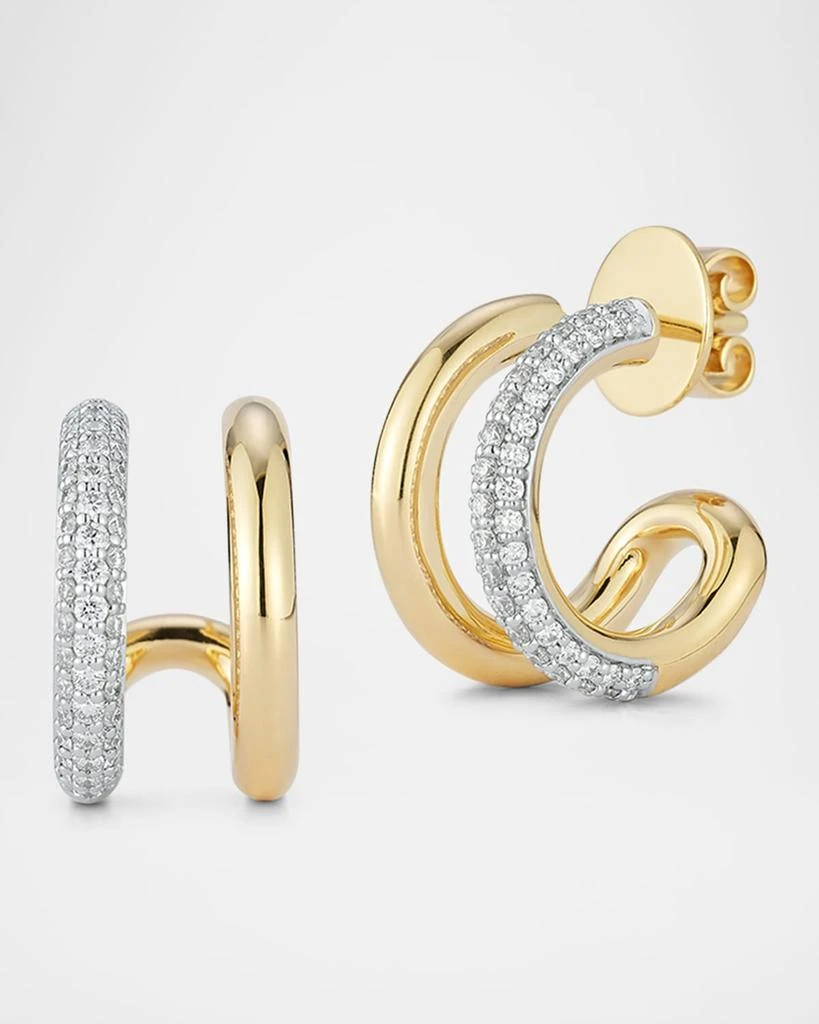 Walters Faith Morell 18K Yellow Gold Diamond Elongated Small Hoop Earrings 1