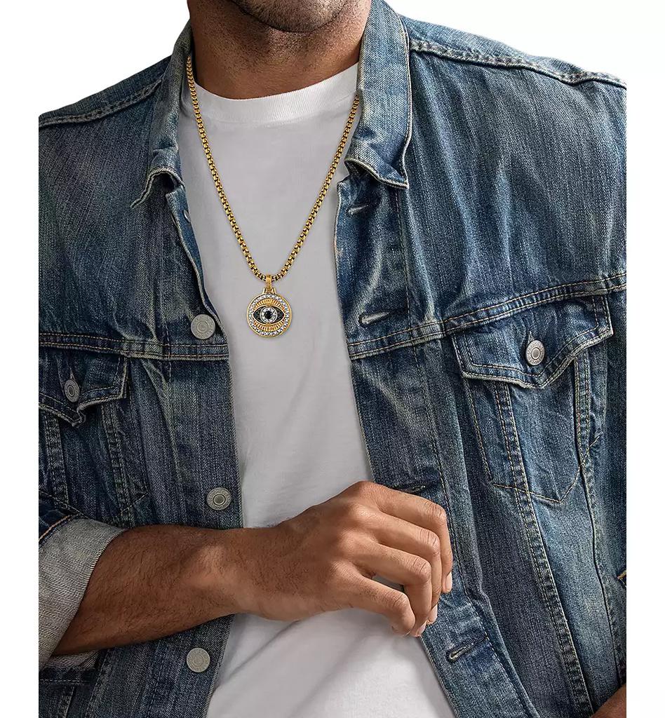 Esquire Men's Jewelry Lab-Created Blue Sapphire (1/4 ct. t.w.) & Diamond (1/4 ct. t.w.) Evil Eye 22" Pendant in 14k Gold Plated Sterling Silver, Exclusively at Macy's
