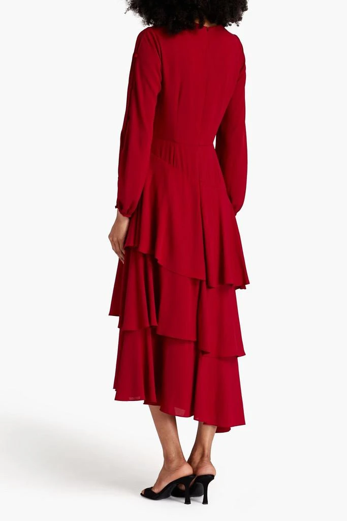 MIKAEL AGHAL Tiered crepe midi dress 3