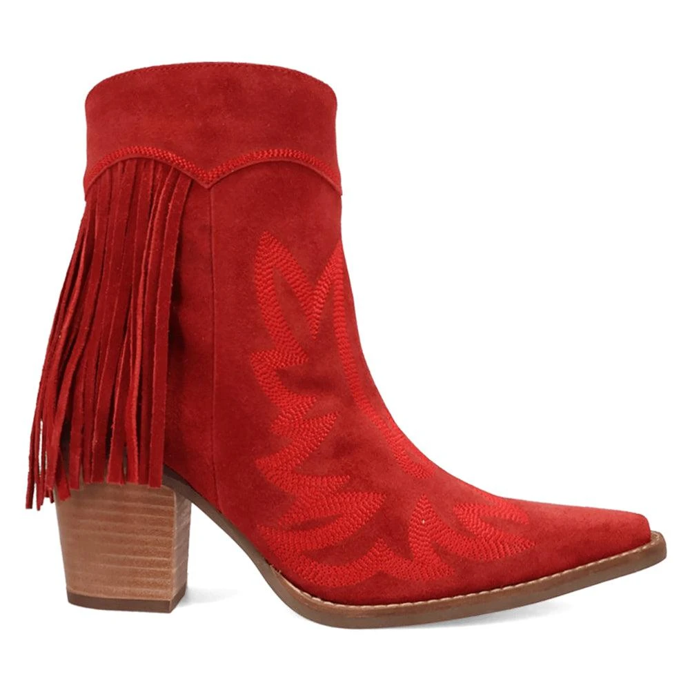 Dingo Wild Sage Fringe Snip Toe Zippered Cowboy Booties 1