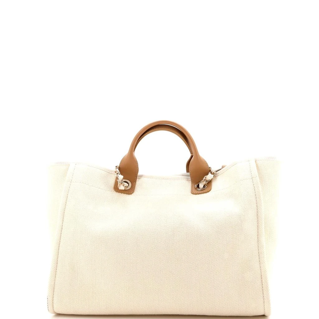 Chanel Deauville Tote Pearl Embellished Canvas Medium 4