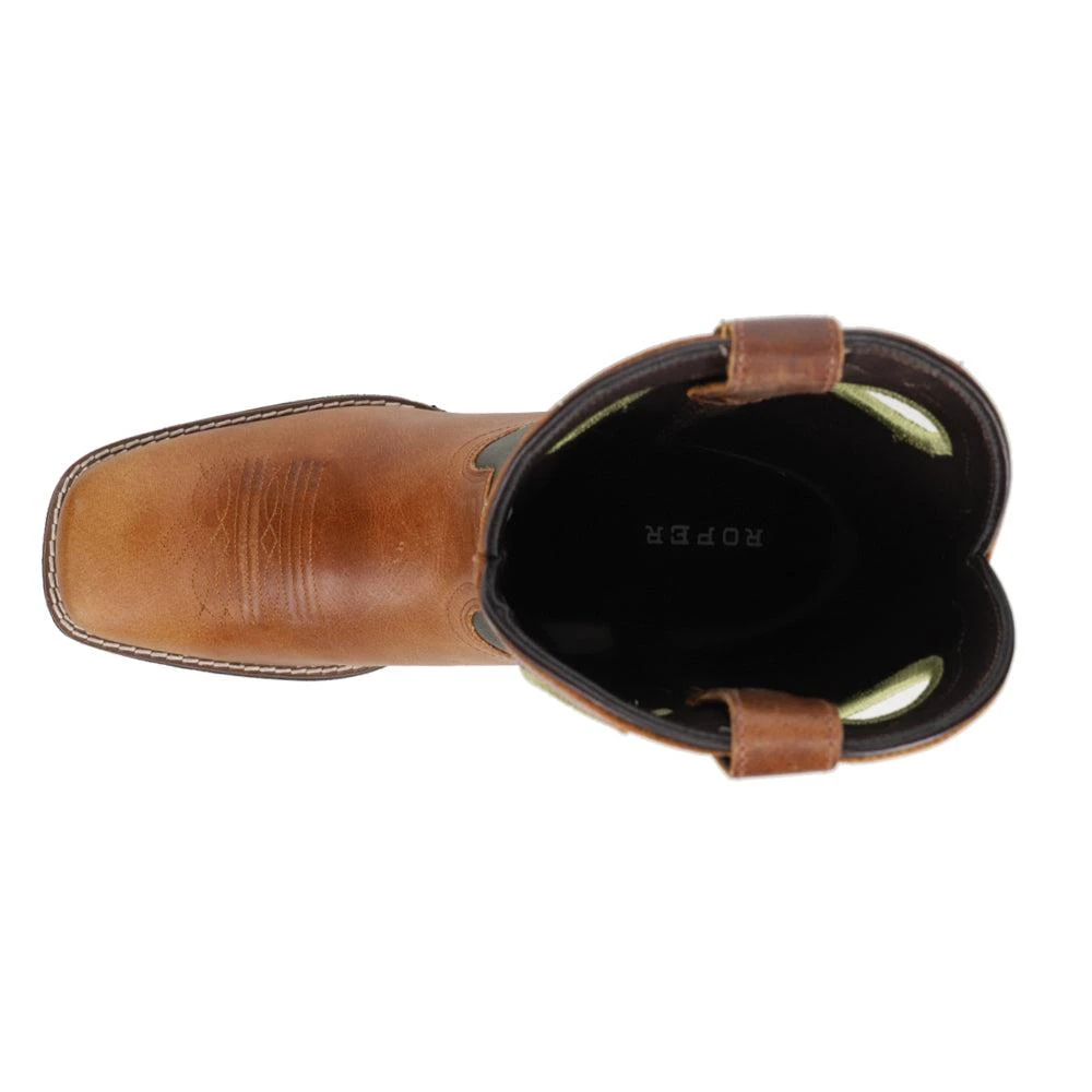 Roper James Embroidered Square Toe Pull On Cowboy Boots 4