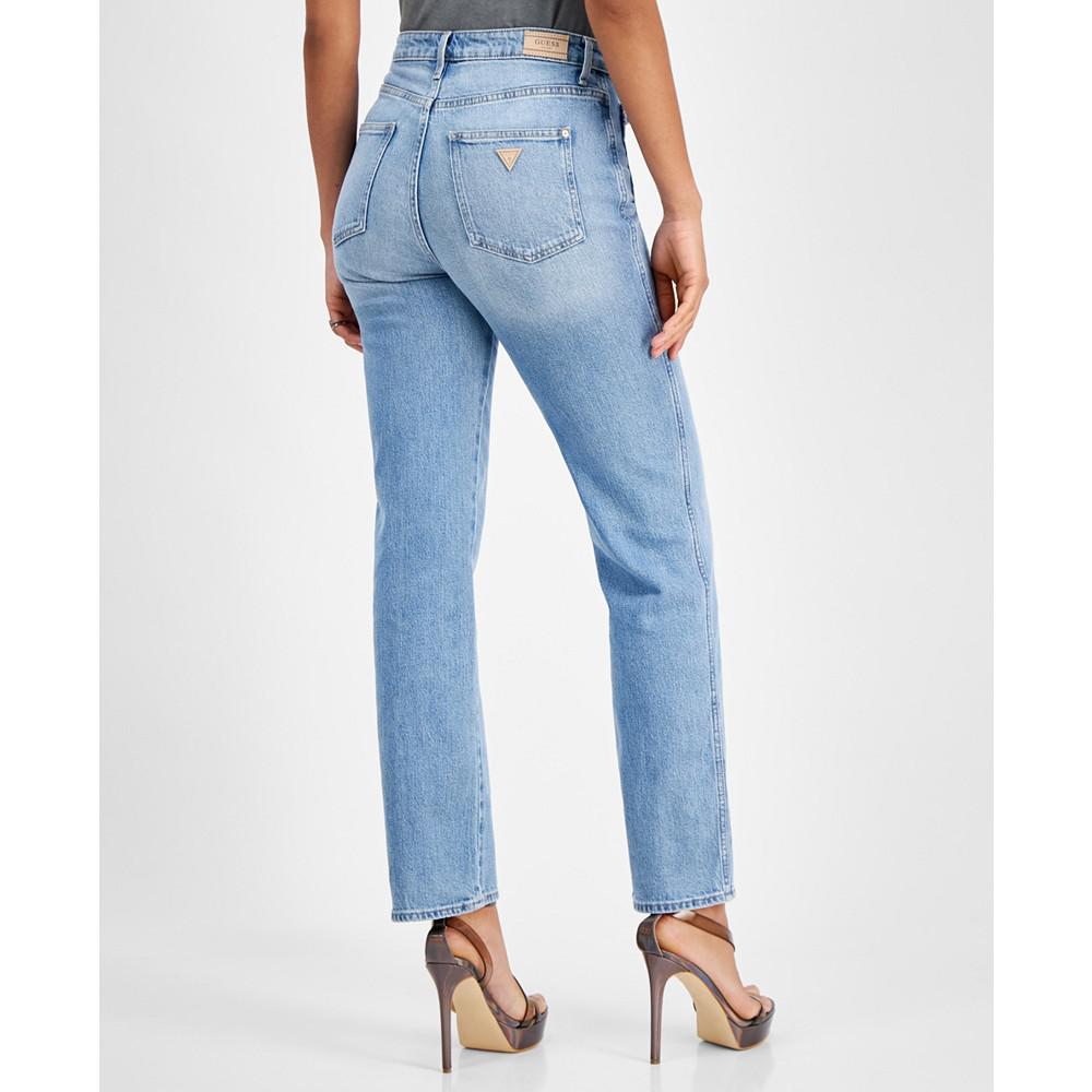 GUESS Women's High Rise Patch Pocket Straight Leg Jeans