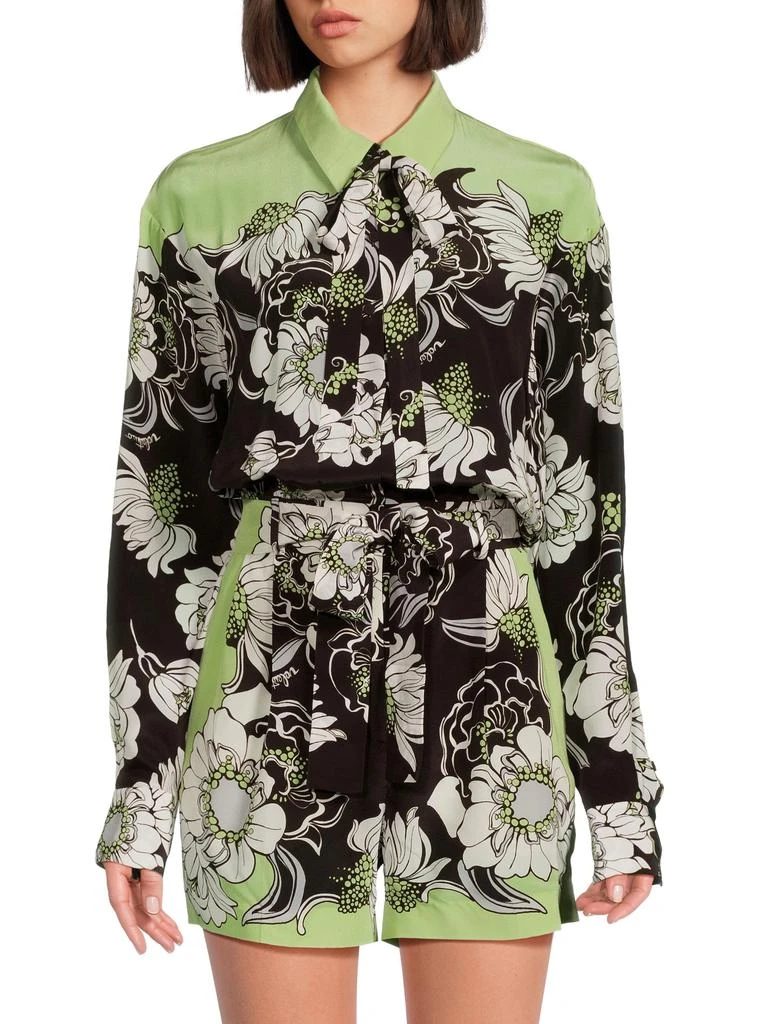 Valentino Floral Belted Silk Rompers 1