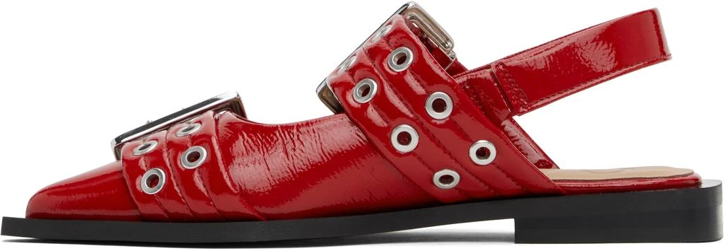 Ganni Red Feminine Buckle Flats 3