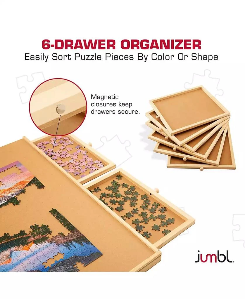 Jumbl 2000-Piece Puzzle Board with Drawers, Lazy Susan 
Cover - Rotating Wooden Jigsaw Puzzle Table 3