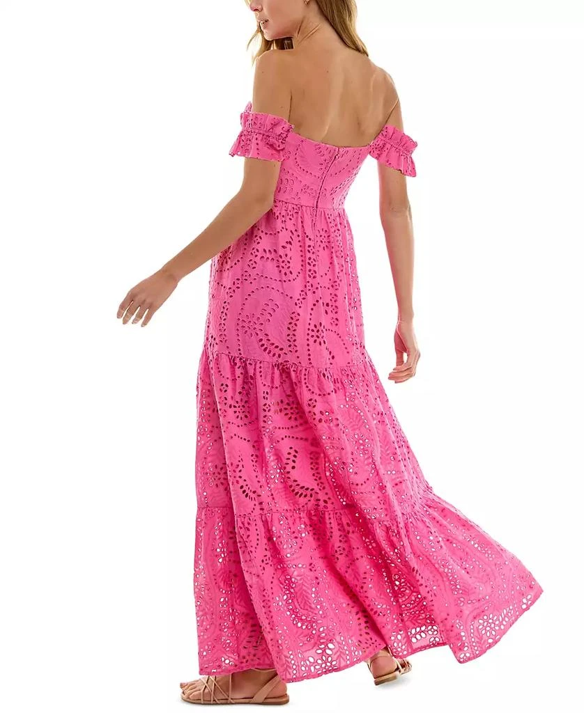 SENI & CADE Juniors' Off-The-Shoulder Eyelet Maxi Dress 2