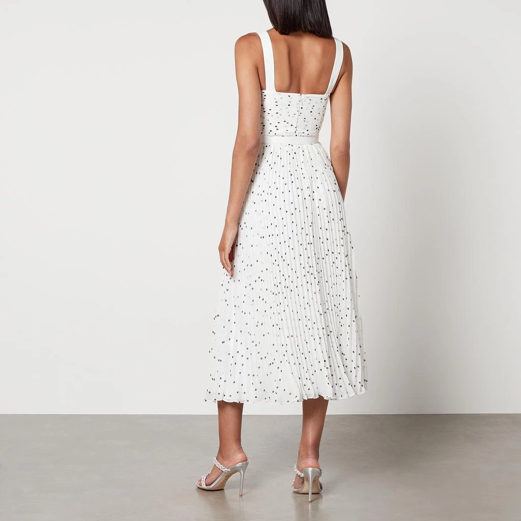 Self Portrait Polka-Dot Pleated Chiffon Midi Dress 2