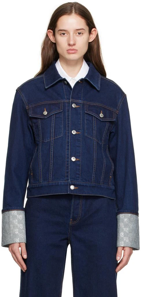 Alexander Wang Indigo Crystal Cuff Denim Jacket 1