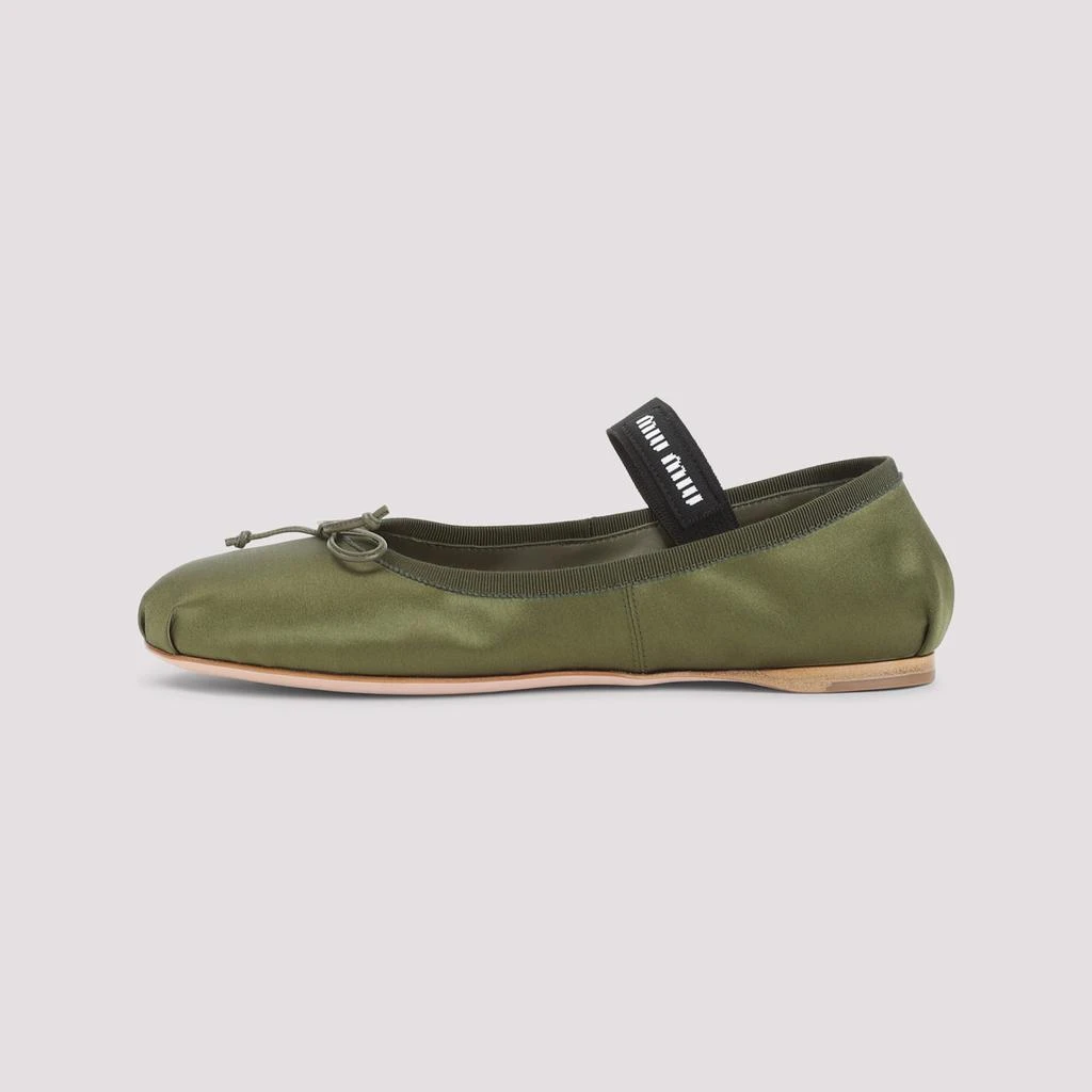 Miu Miu Olive Green Satin Ballerinas 4