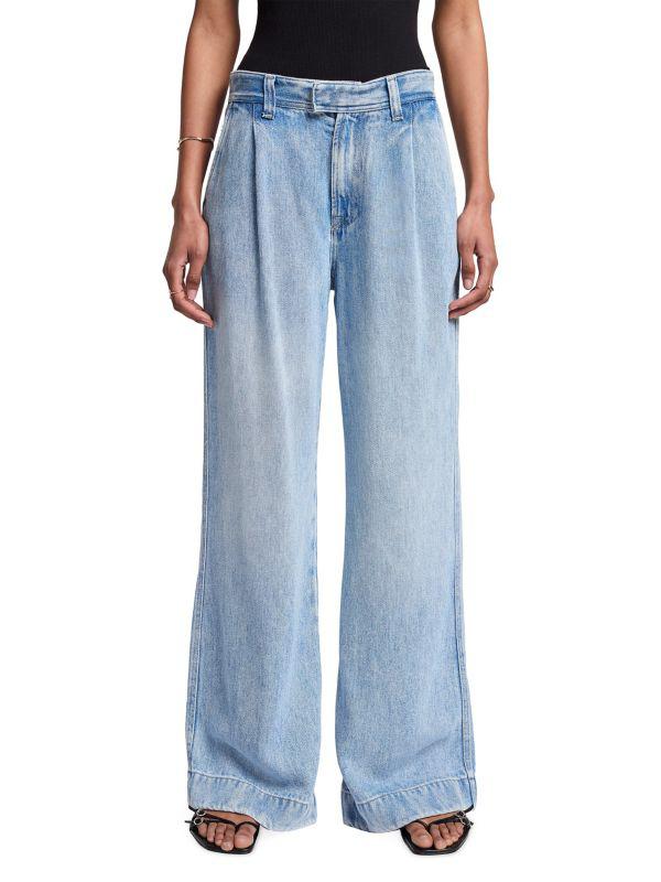 7 For All Mankind Pleated Denim Wide-Leg Jeans