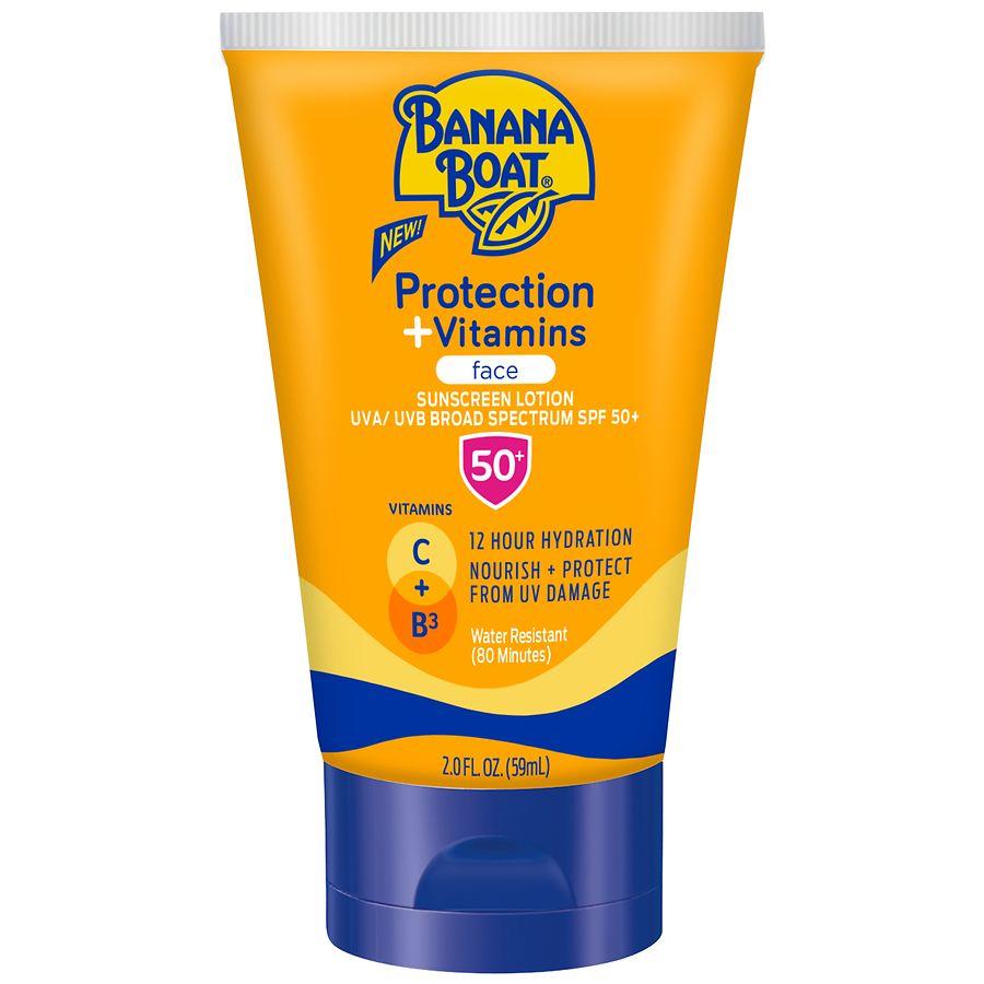 Banana Boat Protection + Vitamins Sunscreen for Face Lotion, SPF 50