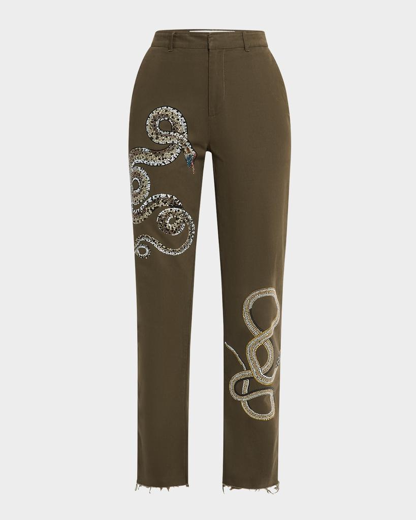 Libertine Reptilian Straight-Leg Ankle Chino Pants