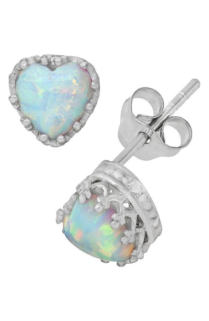 FZN Sterling Silver Gemstone Heart Stud Earrings