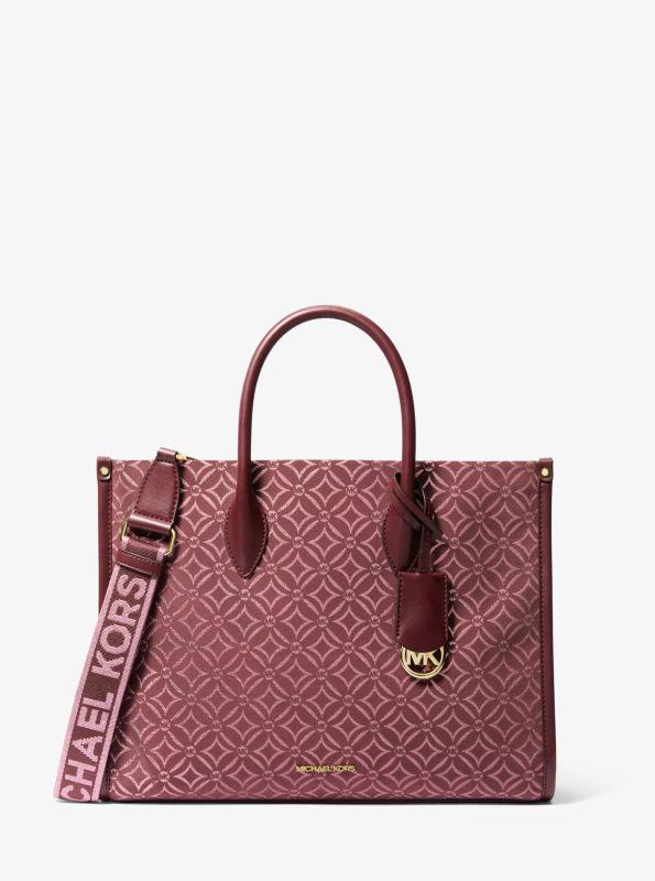 Michael Kors hotsell MK Mirella Large Striped Logo Jacquard Tote Bag - Luggage Multi