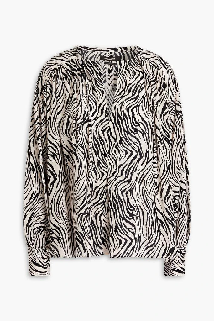 Isabel Marant Amba gathered zebra-print silk-blend crepe de chine blouse 1