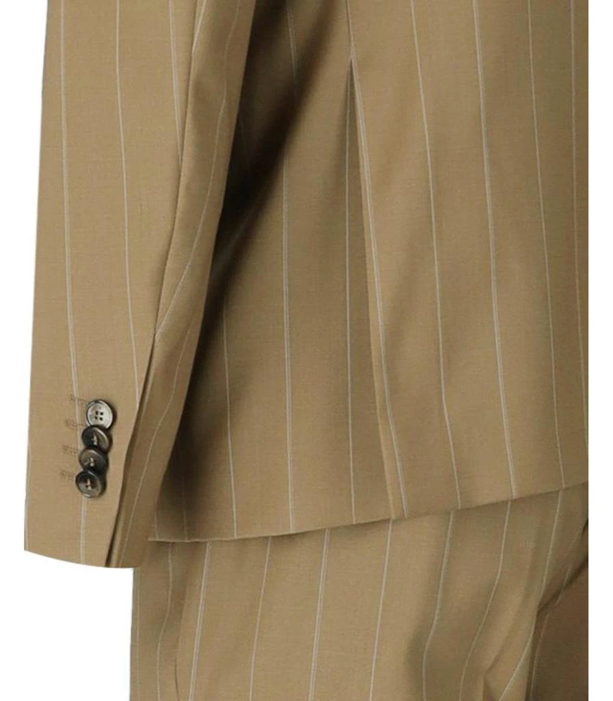 MANUEL RITZ Manuel Ritz Beige Pinstripe Single-Breasted Suit 4