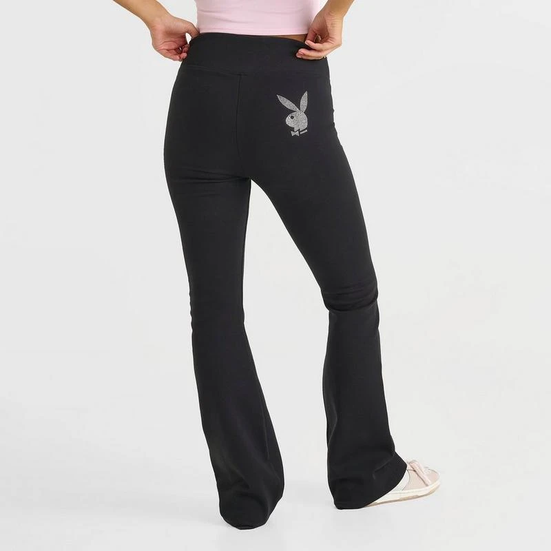 Playboy Women's Playboy Bunny Rhinestone Flare Pants 4