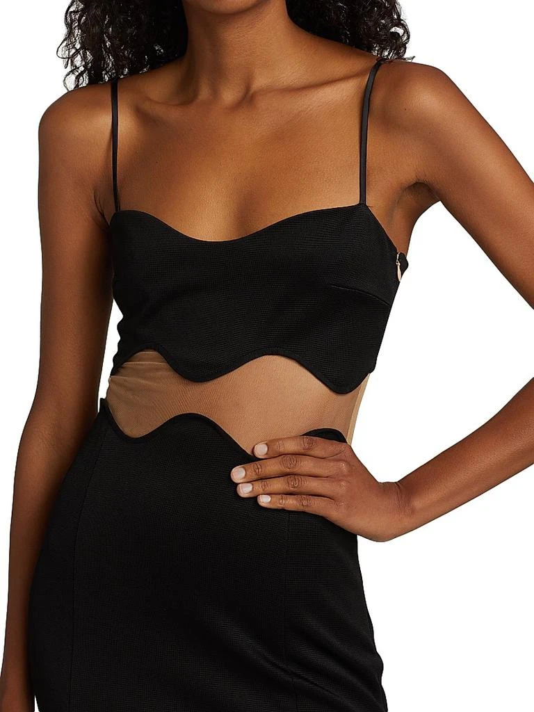 Galvan Siren Mesh-Panel Maxi Dress 6
