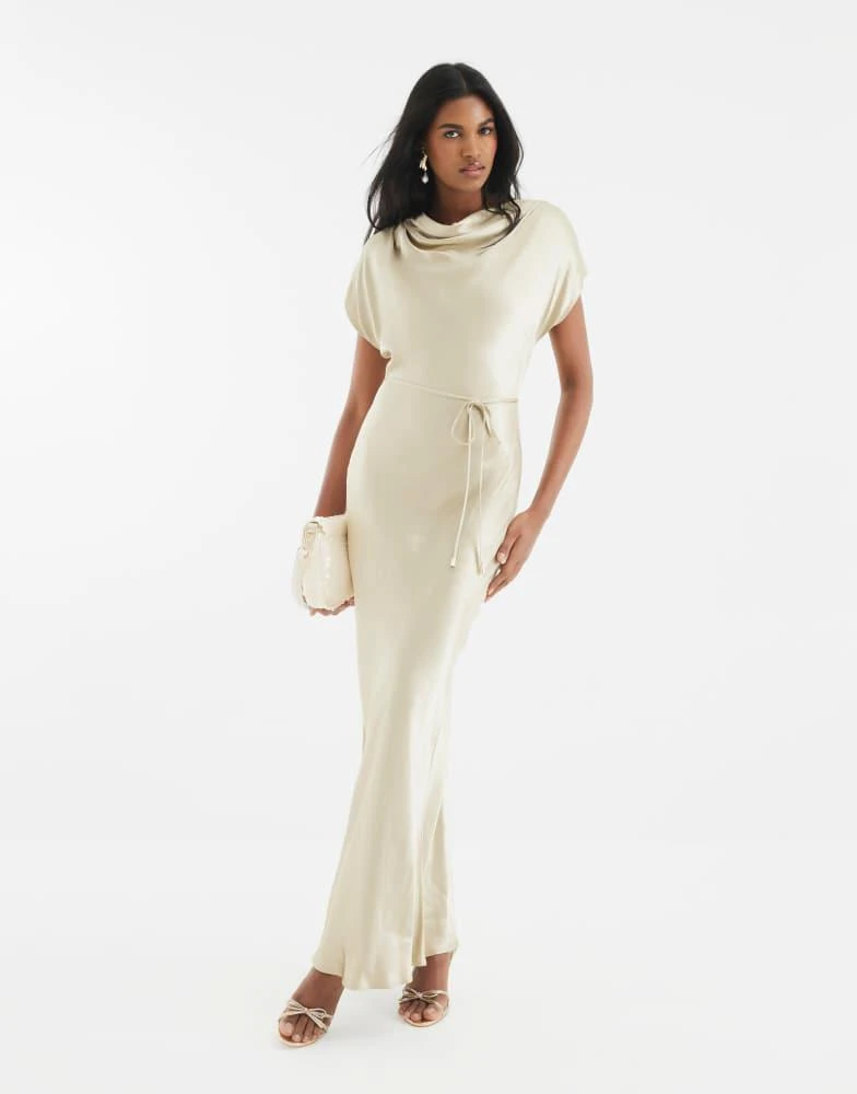 River Island River Island Cowl neck maxi dress in gold 1