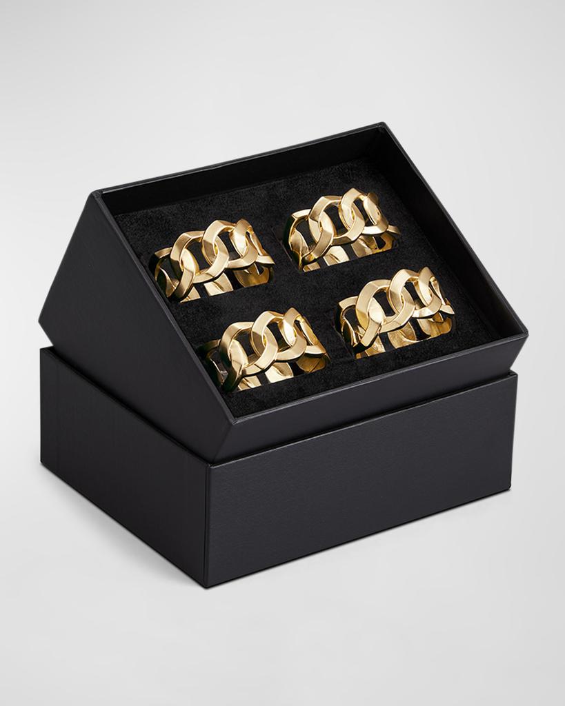 L'Objet Cuban Link 24K Gold Napkin Rings Jewels, Set of 4