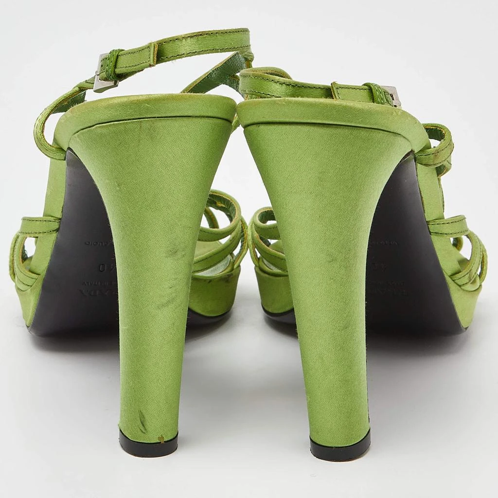 Prada Prada Green Satin Strappy Open Toe Platform Slingback Sandals Size 40 5