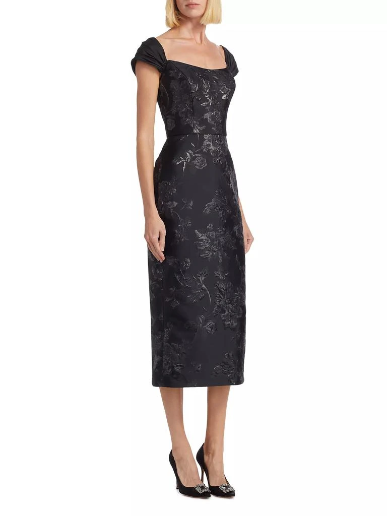 Amsale Brocade &amp; Taffeta Tea-Length Dress 4
