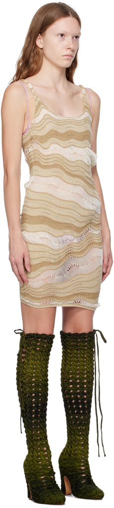 Isa Boulder SSENSE Exclusive Beige & White Wave Minidress