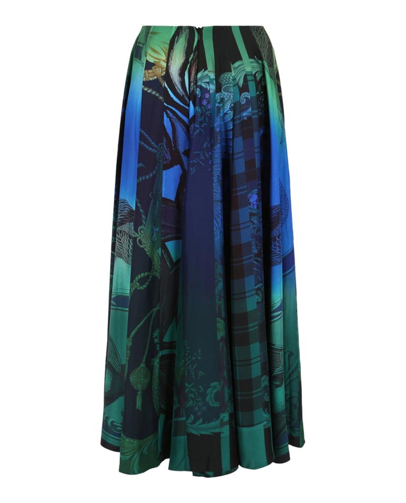 Salvatore Ferragamo Graphic Printed Silk Midi Skirt