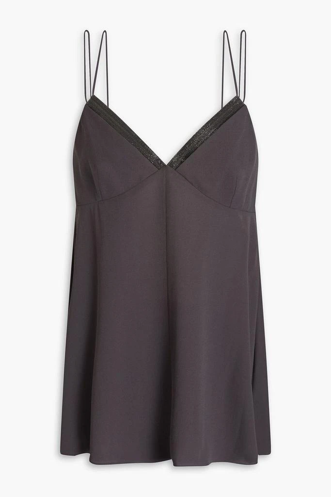 Brunello Cucinelli Bead-embellished silk crepe de chine camisole 1