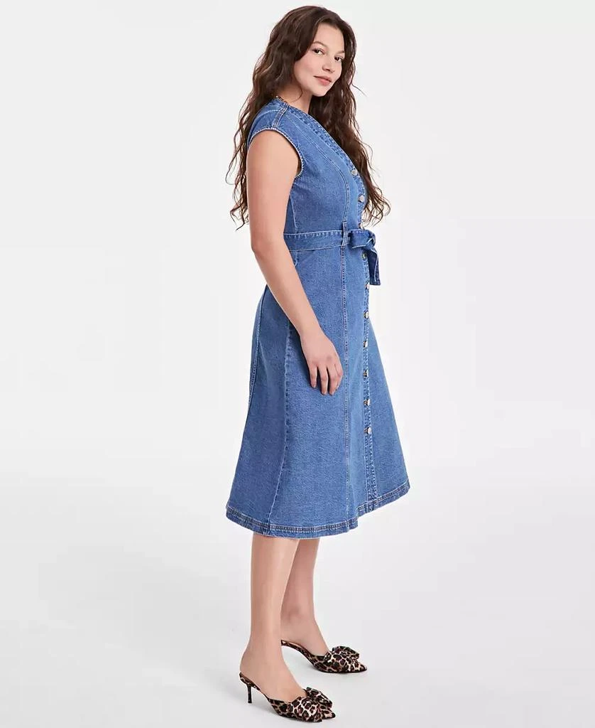 On 34th Women's Sleeveless Belted Denim Midi Dress, Exclusively at Macy's 7
