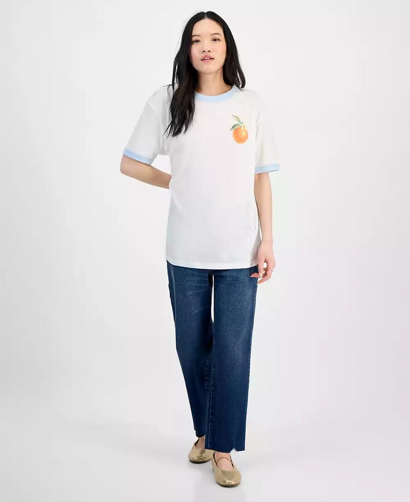 Rebellious One Juniors' Orange Graphic Short-Sleeve T-Shirt