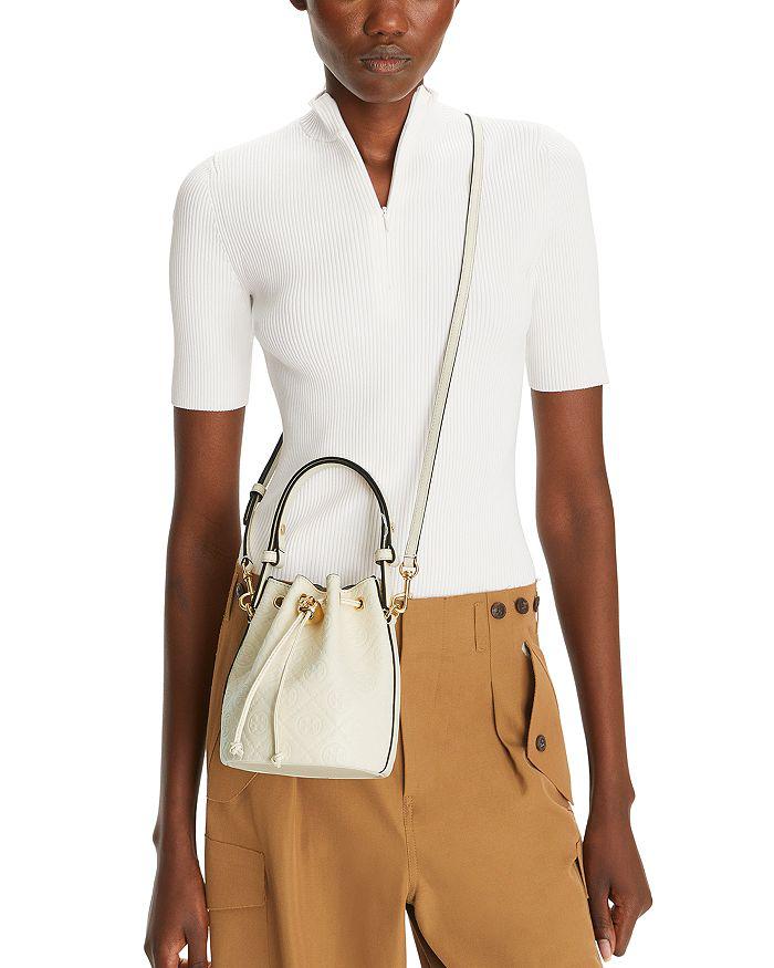 Tory Burch T Monogram Leather Mini Bucket Bag