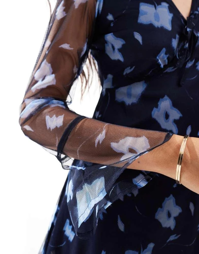 Shop Wednesday's Girl floral print mesh flared sleeve mini dress in navy on  Sale at BeyondStyle  Get 37% Off Wednesday's Girl floral print mesh flared  sleeve mini dress in navy with