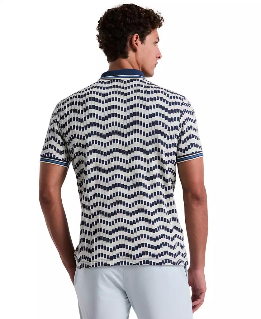 Original Penguin Men's Slim Fit Short Sleeve Zig Zag Textured Polo Shirt