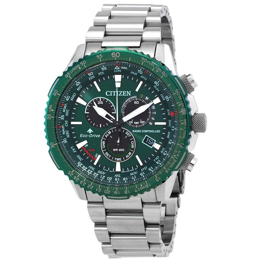 Citizen Promaster Air A-T World Time Chronograph GMT Green Dial Men's Watch CB5004-59W 1