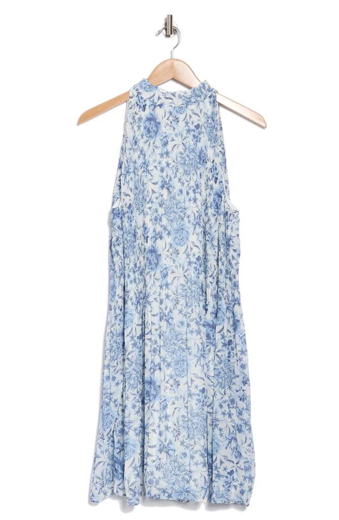 Halogen Floral Mock Neck Sleeveless Pleated Trapeze Dress 4