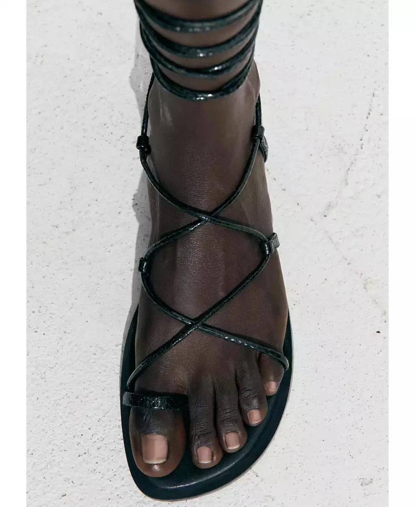 Mango Women's Metallic Snake Sandals 10