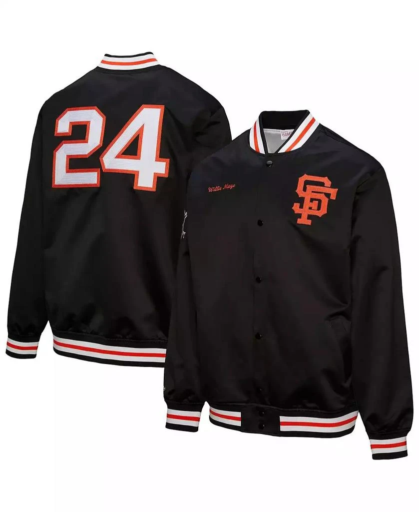 Mitchell & Ness Men's Willie Mays Black San Francisco Giants Legends Collection Vintage Satin Full-Snap Jacket 1