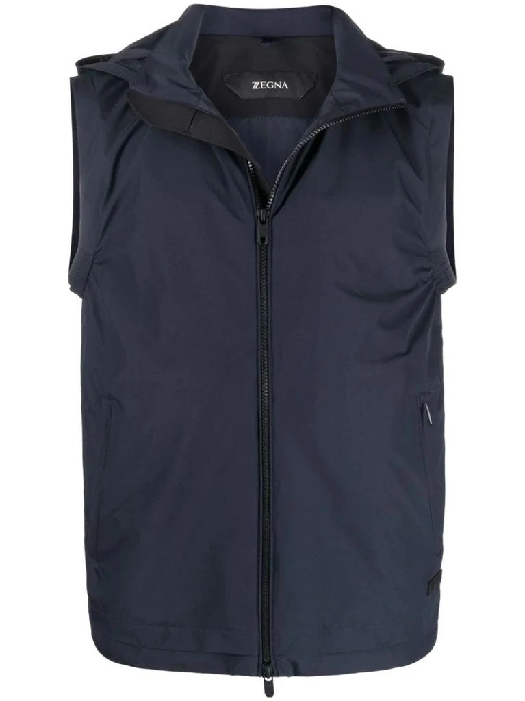 NA Blue Hooded zip up vest 1