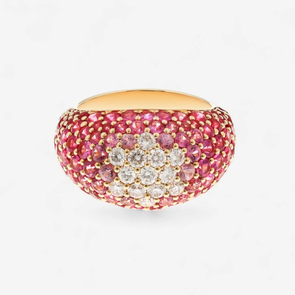 Alberto Milani Alberto Milani Ombre 18K Yellow Gold Diamond, Pink Sapphire 
Ruby Dome Ring Sz. 7 R0200E-7 2