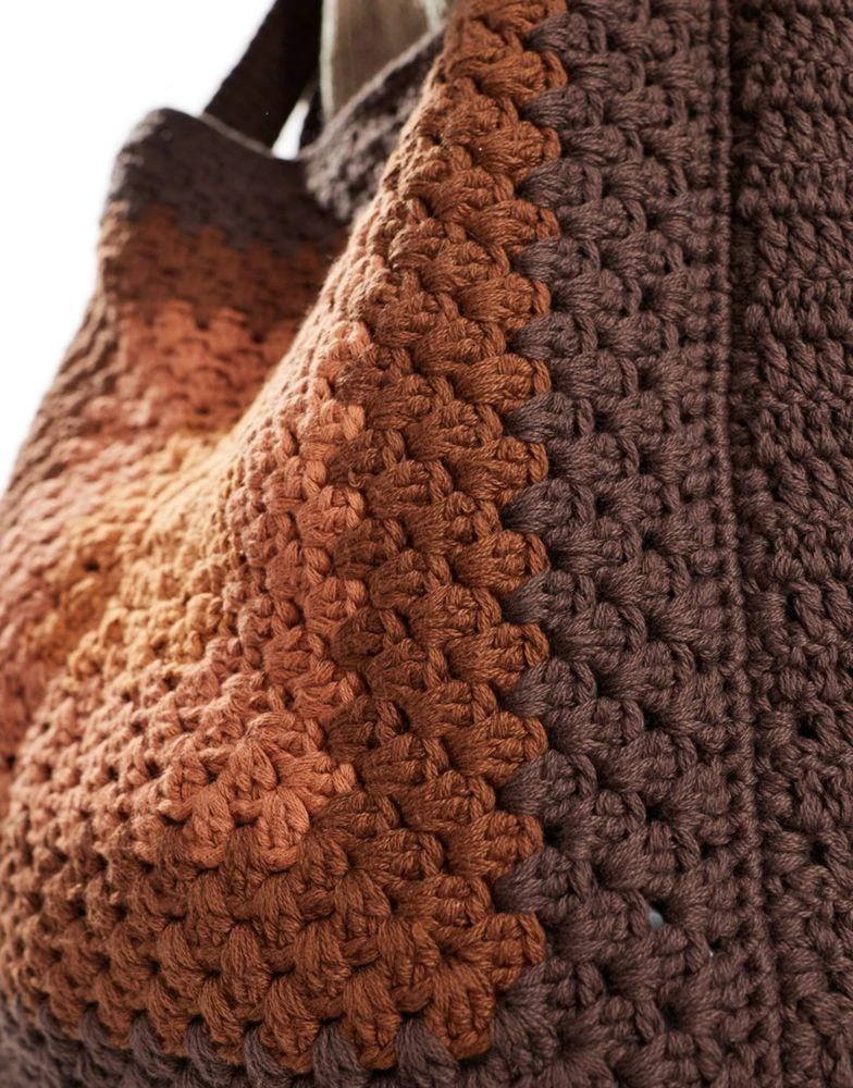 ASOS ASOS DESIGN oversized crochet tote bag in brown 3