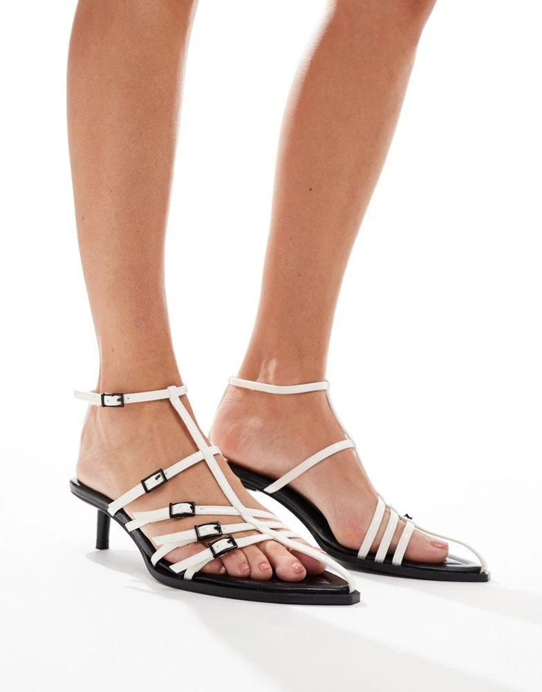 Stradivarius Stradivarius pointy heeled sandal in white 1