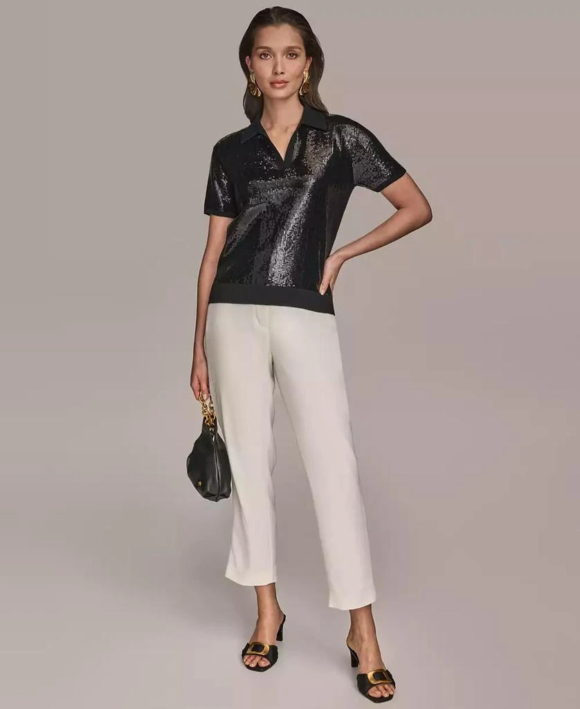 Donna Karan Women's Short-Sleeve Sequined Knit Polo 4