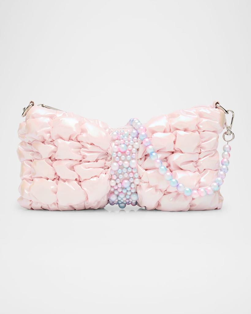 Bari Lynn Kid's Iridescent Puffy Bow Shoulder Bag