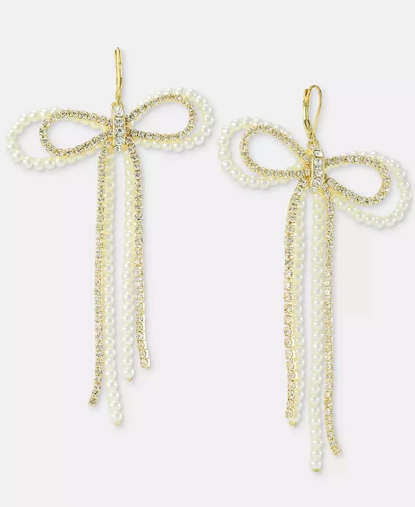 On 34th Crystal
Imitation Pearl Bow Statement Earrings, Macy
s Exclusive