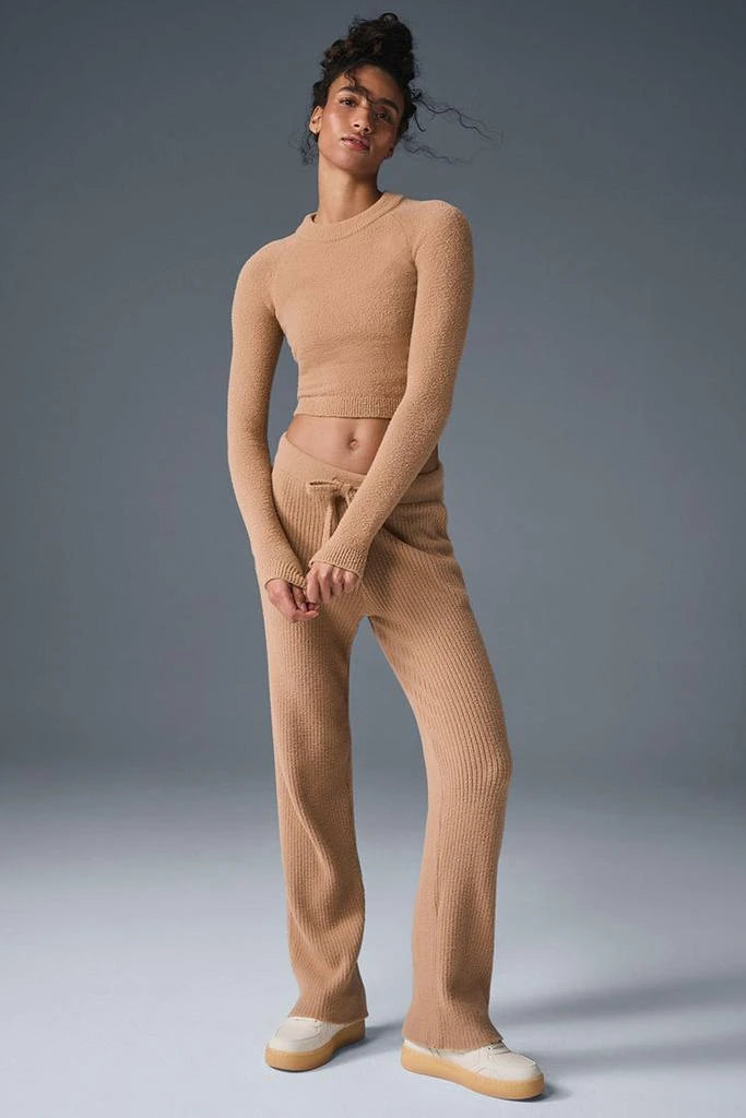 Alo Snuggle Up Sweater High-Waist Wide Leg Pant - Toasted Almond 5