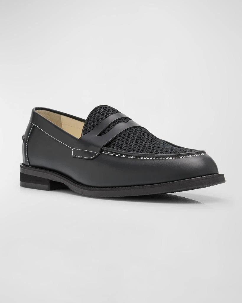 DUKE + DEXTER Men's Wilde Rattan and Leather Penny Loafers 3