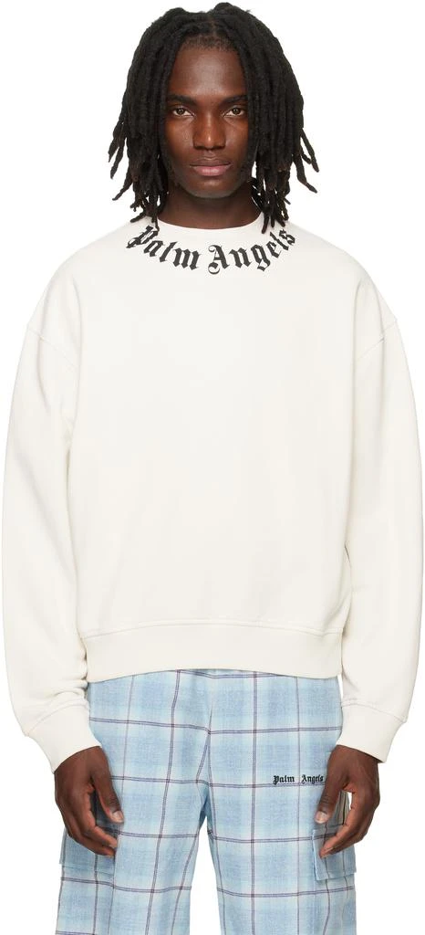 Palm Angels Off-White Neck Logo Sweatshirt